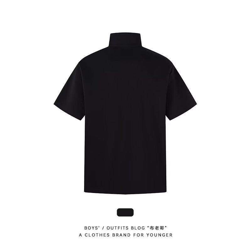 

Мужская футболка с коротким рукавом, трендовый бренд, летняя, свободного кроя, рукав три четверти, новая мода, простой принт, топ 3XL чёрный