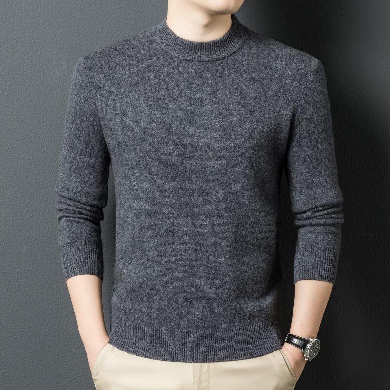 Fengxun Men's 100% Pure Wool Round Neck Pullover Sweater FXT5286
