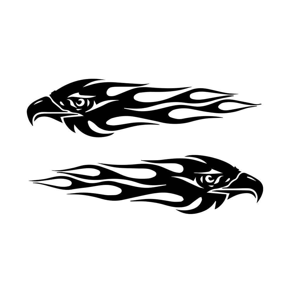2 Stück/Set Flamme - Adler Motiv Fahrzeugaufkleber, Bunte Sticker zur Personalisierung von Motorrädern/Autos