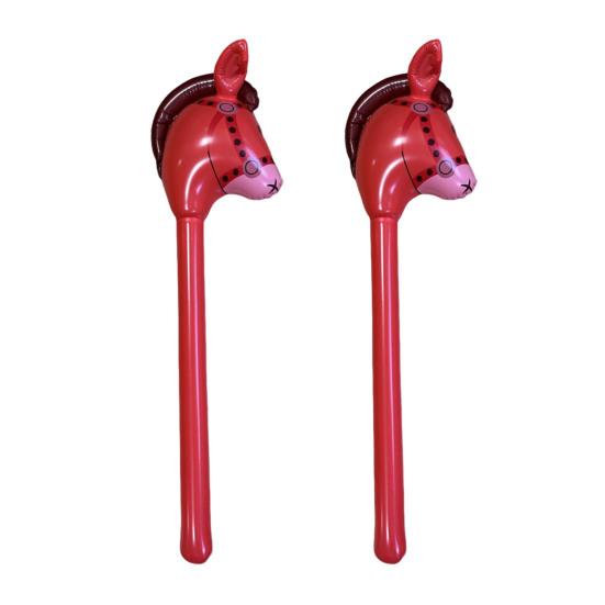 2Pcs Inflatable Stick Horse 39" PVC Kids Inflatable Horse Toy Easy Inflate Deflate Party Decoration for Horse Cowboy Carnival Christmas Birthday