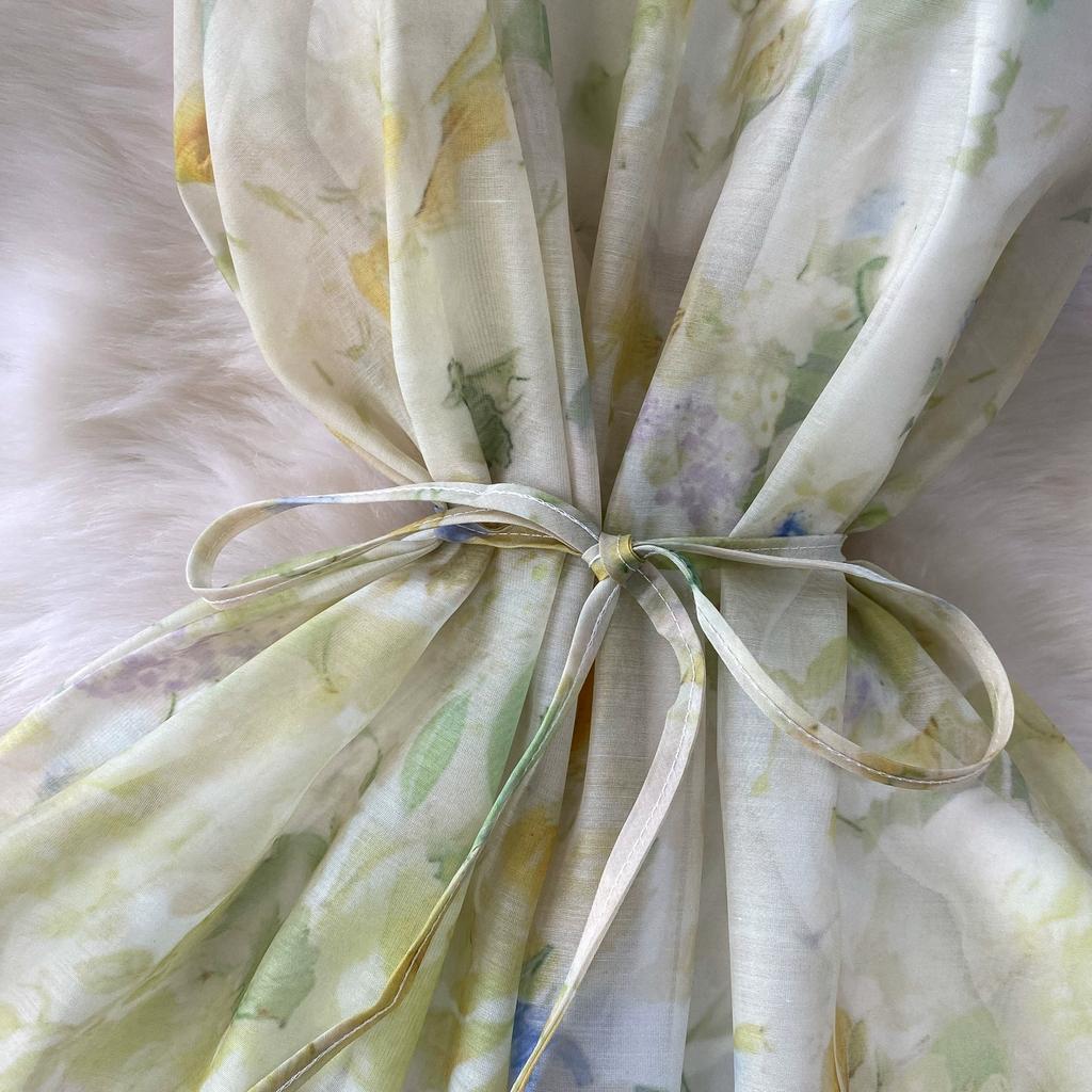 Summer Women Print Sleeveless Long Midi Oversize Loose Holiday Seaside Lace-up Dresses