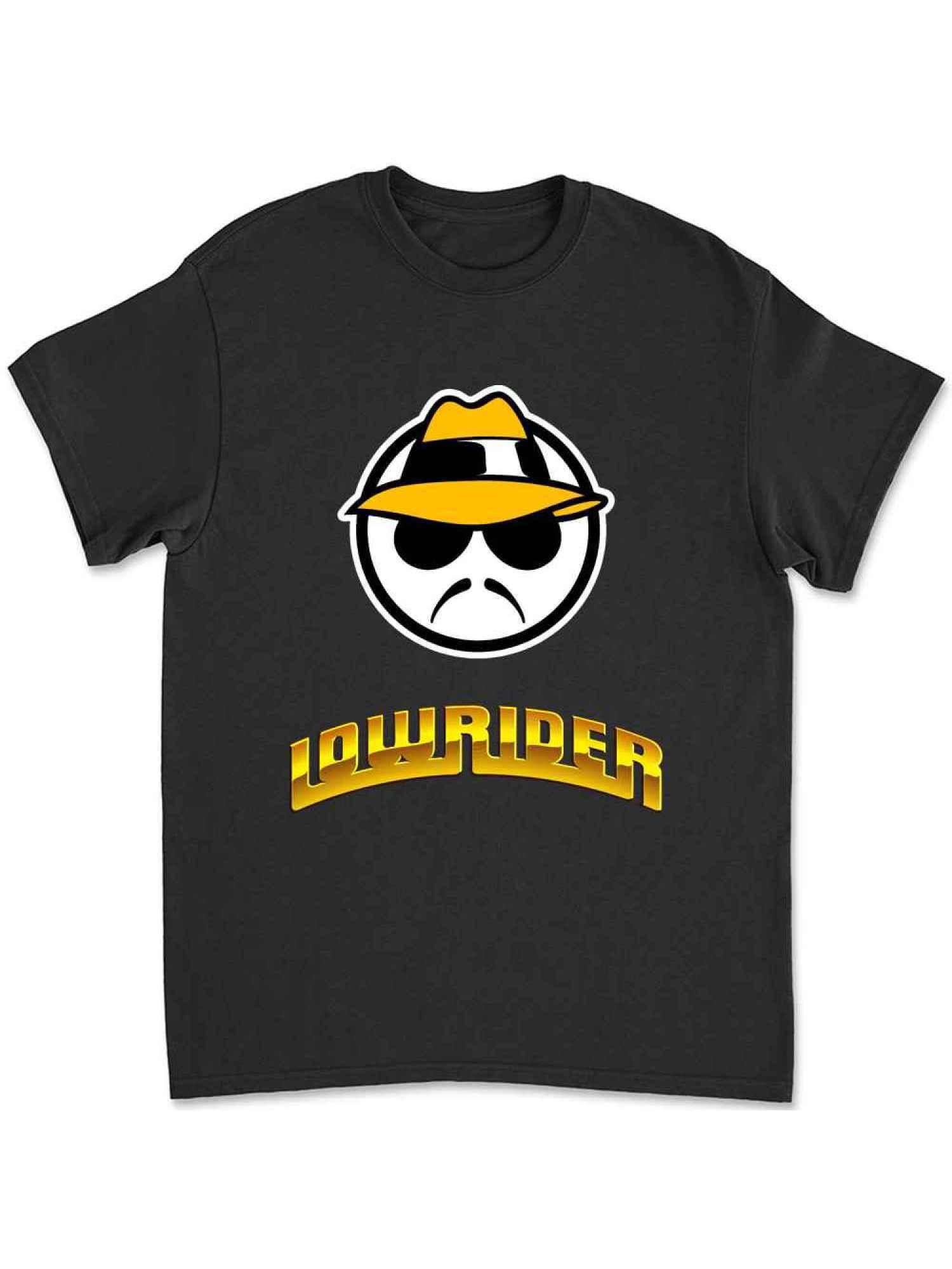 Retro 90s Lowrider Graphic T-shirt - Black Cotton Crew Neck with LOWRIDER Print S