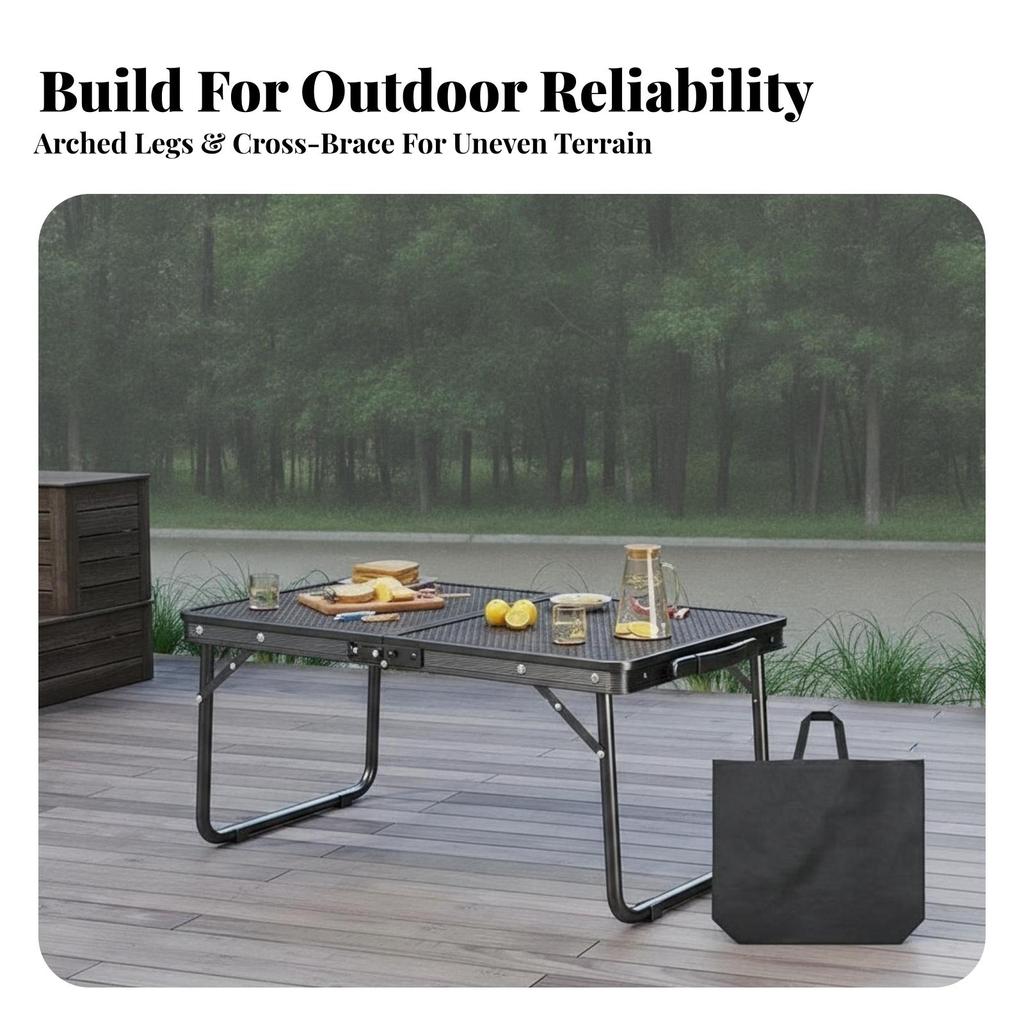 Portable Picnic Table with Mesh Top Easy Setup Folding Outdoor Lightweight