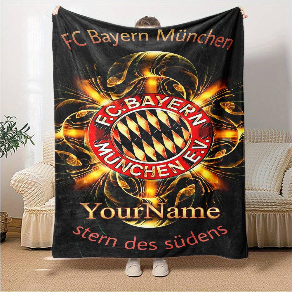 Bayern Munich Personalized Text Blanket Multi-purpose Customizable Blanket Soft Warm Cozy for Nap Bed Office Picnics Four Seasons Universal