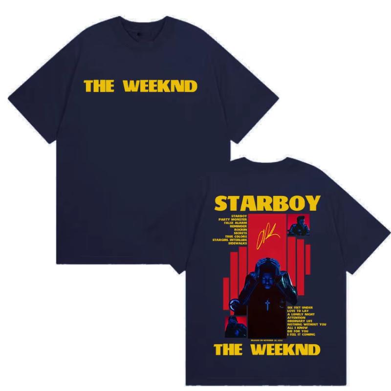 Rapper THE WEEKND STARBOY Album 2025 Merch T Shirts Unisexs Street Gothic Hip Hop Retro Cotton Short Sleeve Tshirt Y2k Streetwear
