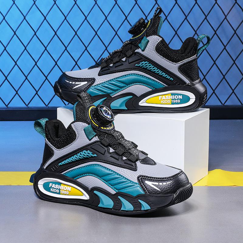 Sneakers Warm Cotton Shoes Training Children's Rotation Boy New Velvet Two Basketball Shoes Winter Boys Buckle Spot