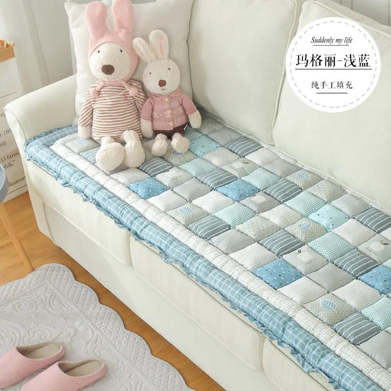 Garden Chic Cotton Protective Couch Cover Splicing Anti-cat Scratch Non-Slip Thickened Home Living Room Sofa Cover Sofa Cushion