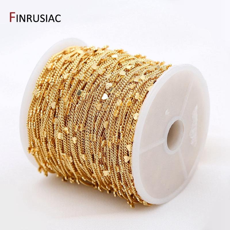 2026 Fashion 14k Gold Plated Heart Chain For Jewelry Making 1.6mm Metal Chains Wholesale DIY Jewellery Craft