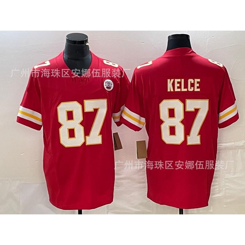 Mens American Football Jersey Kansas City Chiefs Style 87 Kelce 15 Mahomes Fan Wear Cotton Blend Sport Shirt