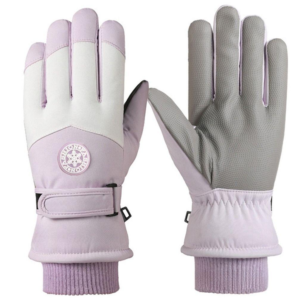 PU Leather Winter Cycling Gloves Full Fingers Non-Slip Touch Screen Gloves Fleece Lining Waterproof Waterproof Gloves