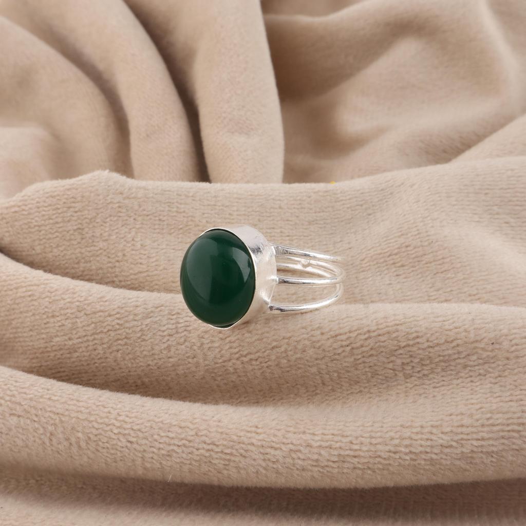 Natural Green Onyx Cab Gemstone 925 Sterling Silver Women Jewelry Partywear Ring For Anniversary Gift RR-73-23