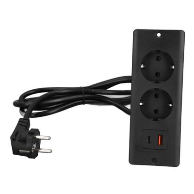 Einbausteckdose 2 Steckdosen mit PD20W USB C USB A Anschluss Eingebettete Möbelsteckdosenleiste 1,5 m Kabel