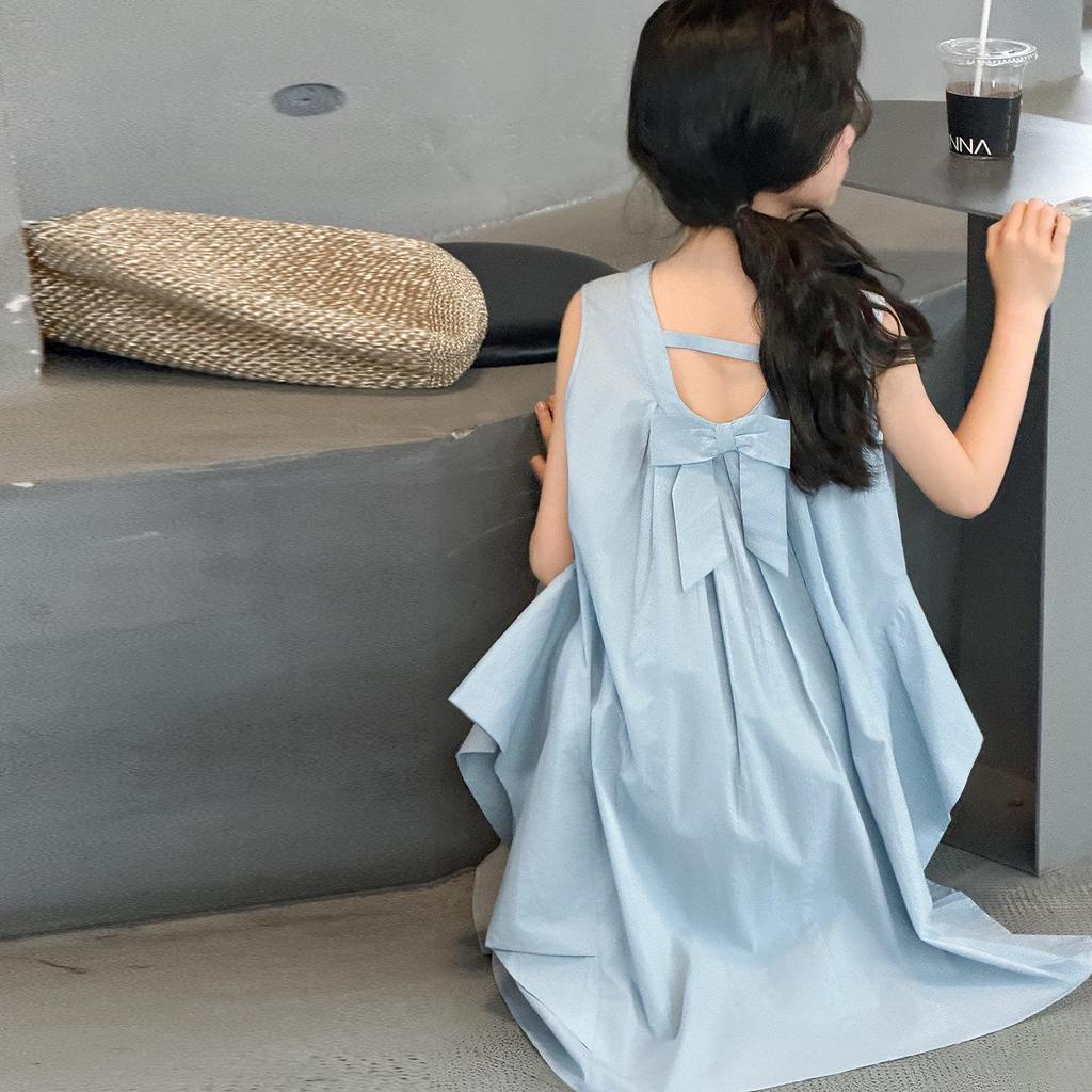 Fashionable Summer Girls' Princess Dress with Bow