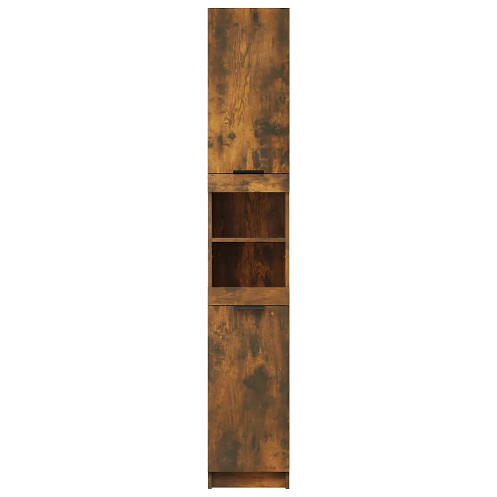 Bathroom Cabinet Smoked Oak 32 x 34 x 188.5 cm Particleboard