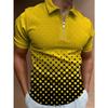 Men'S Polo Shirt Men'S Casual Short Sleeve Lapel T-Shirt 3D Printed Short Sleeve Zipper Polo