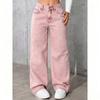 Womens High-Waisted Straight Leg Denim Pants Casual Solid Color Jeans 2026 Fall Collection