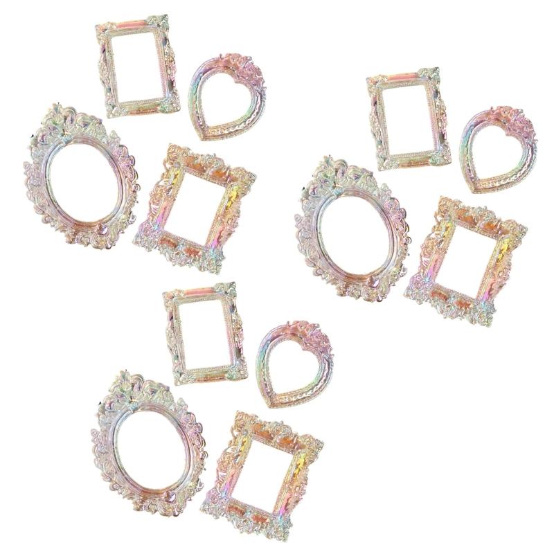 12Pcs Mini Picture Frame Small Antique Resin Photo Frame Oval Rectangular Wall Hanging Display Table Frame Decors Gift