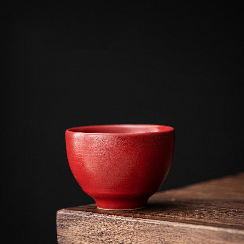 45 мл набор для чая Кунг-фу, чайная чашка, маленькая чайная пиала, керамическая ретро чайная чашка, маленькая чашка для дегустации чая, одинарная чашка, чашка мастера 45ML красный
