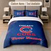Custom Bedding Set Chicago Cubs Pattern, Print Name Text 1 Duvet Cover plus 2 Pillowcases Home Textile