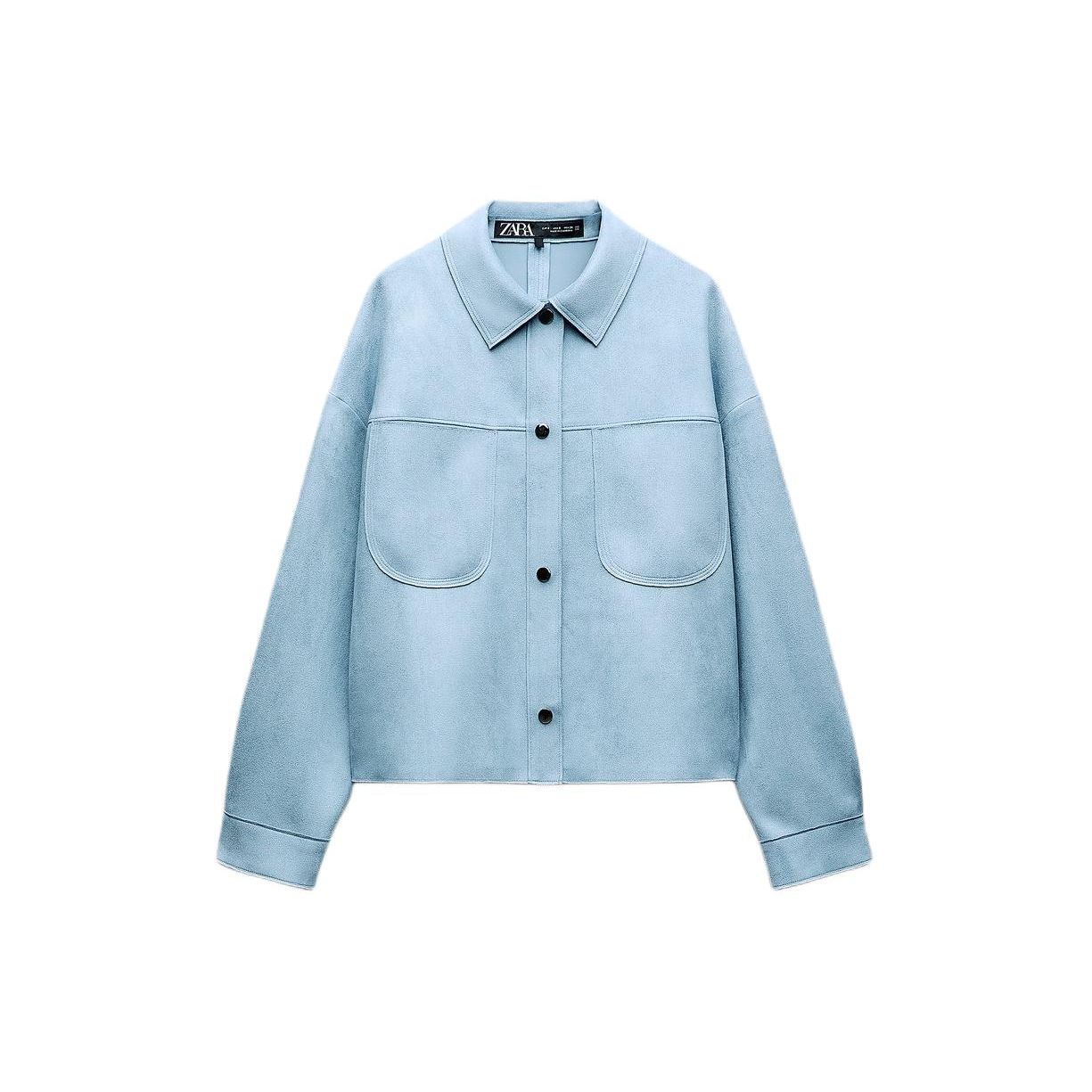 

Zara Solid Color Single-Breasted Long Sleeve Jacket Women jackets Sky-Blue 4968024-403 L