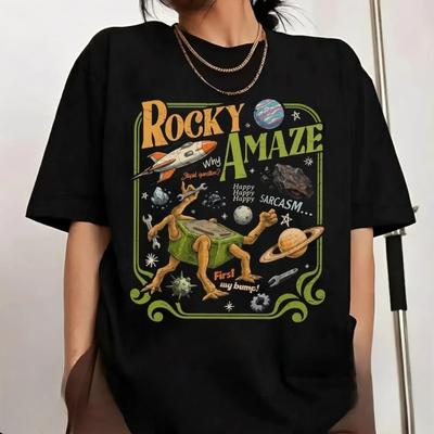 Moda Unisex Mujer Algodón Tops Rocky Amaze Project Hail Mary Camiseta Fan de Novela SciFi Espacial Camiseta Gráfica Divertida Amante de los Libros