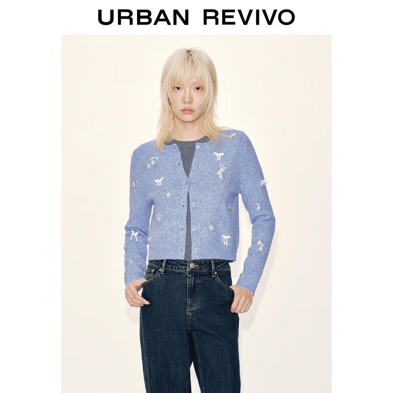 Women's Bowknot Floral Jacquard Knit Cardigan