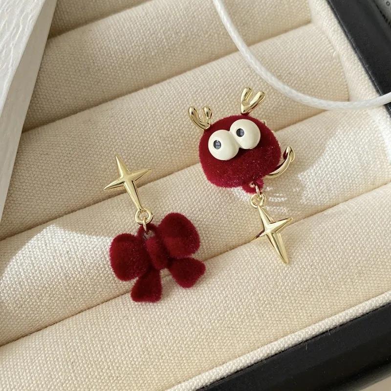 

Новые плюшевые серьги с красным драконом в индивидуальном стиле с геометрическим рисунком для женщин