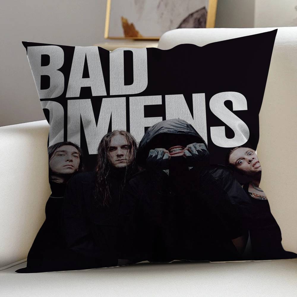 Rockband B-Bad O-Omens Kuddfodral Tum Gårdshusdekor Hem Prydnadskuddfodral för Soffdekorationer