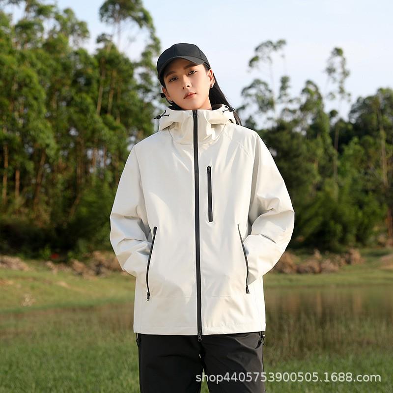 Outdoor Windproof Jacket Hiking Camping Couple Breathable Wear-resistant Hooded Coat