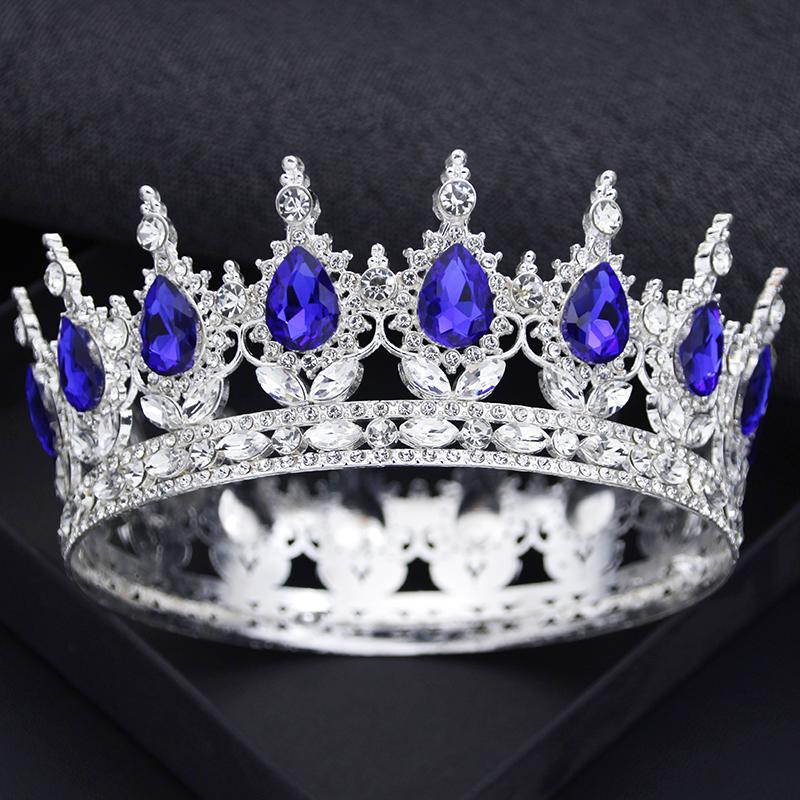 Royal Queen King Tiaras and Crowns for Women Princess Prom Wedding Party Full Round Diadem Bridal Hair Jewelry Accessories