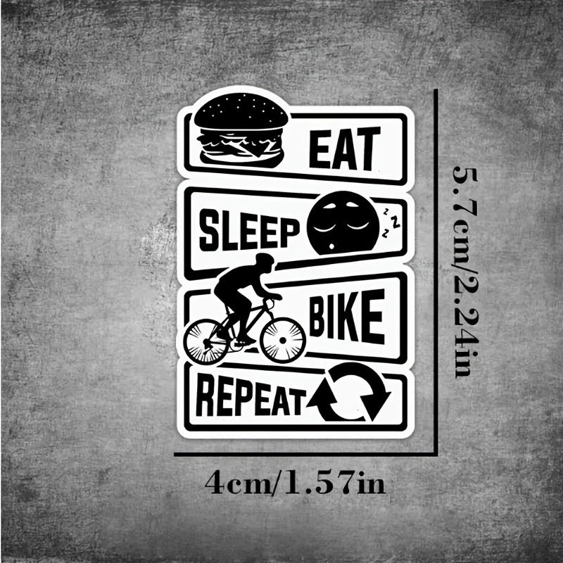 1Pc Eat Sleep Bike Repeat Sticker, Vinyl Decal for Mountain Bike Frame, Cool Decor & Accessories for Outdoor Cycling Enthusiasts