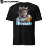 Unisex Kurzarm-T-Shirt: Katze in bayerischer Tracht mit Bierkrug - Prost!