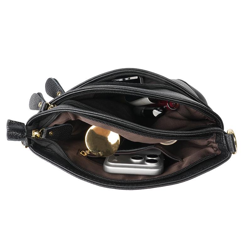 Women's Retro Cowhide Shoulder Bag - Fashionable Mid-Age Mother Genuine Leather Bucket Bag