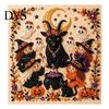 Fall Holiday Decoration Halloween Faux Pearl Art DIY Kit, 3D Bead Embroidery Craft Set, Spooky Painting Kit Ghost Goat Witch Wall Art, Seasonal