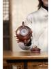 Yixing Artisan Handmade Jinbei Red Stoneware Floral Teapot with Secret Pattern