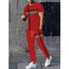 New Summer Men's Sports Suit Men's Round Neck Splicing Printed Short-sleeved T-shirt Loose Pants Two-piece Set Streetwear