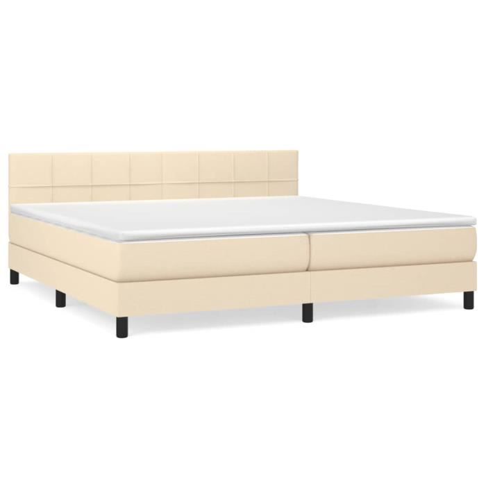 3140086 vidaXL Divan Bed with Mattress Cream 200x200 Cm Fabric