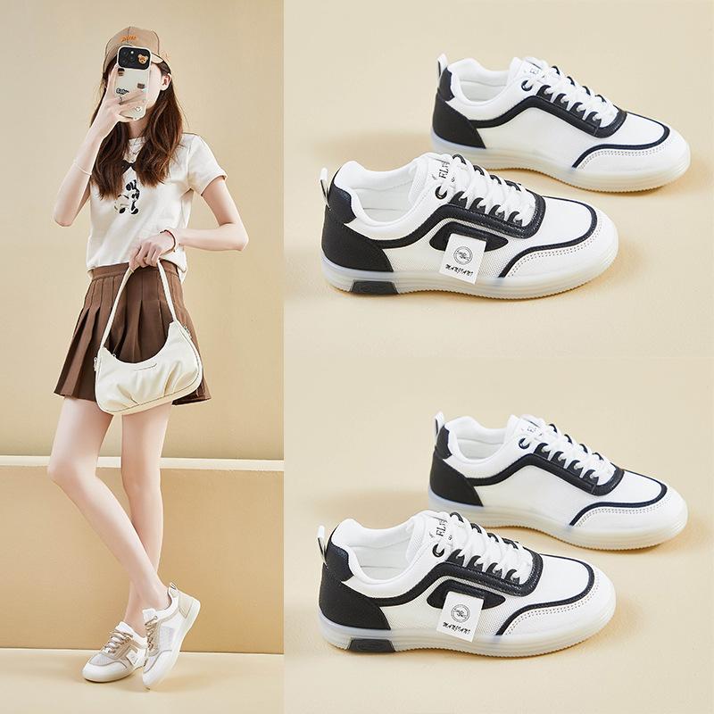 Women's Thick Soled Round Toe Mesh Lightweight Breathable Flat Shoes Are Comfortable Soft Casual Retro Sports Shoes
