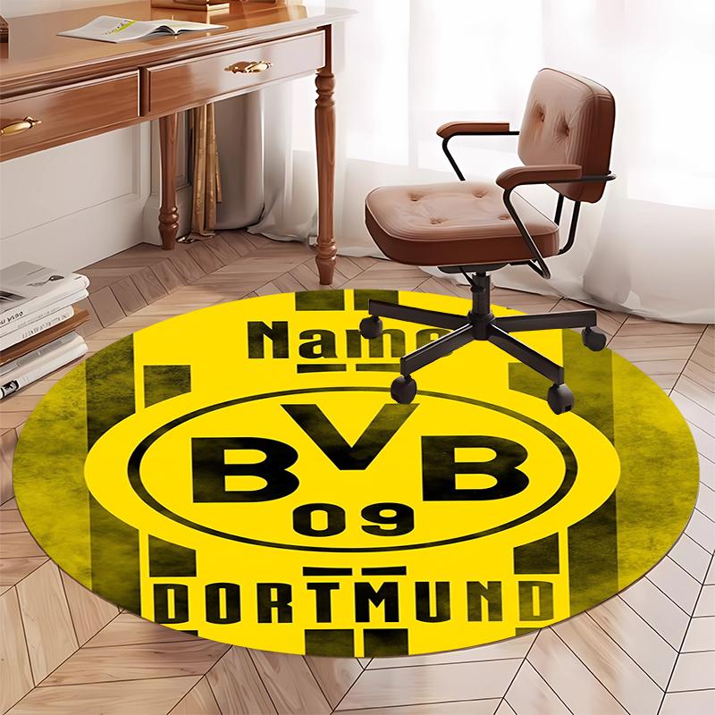 Brugerdefineret Navn Borussia Dortmund Printet Rund Tæppe Stol Tæppe Område Tæppe Entré Dørmåtter, til Kontorstol Stue Soveværelse Køkken Rum.