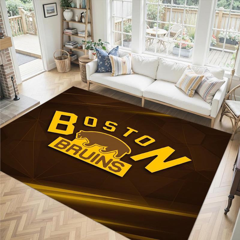 Design Boston Bruins Tappeto in Velluto di Cristallo Accogliente Non?Tappeto Stampato Antiscivolo per Camera da Letto Soggiorno Ingresso