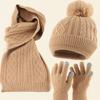 Womens Winter Warm Knit Hat Scarf Gloves Set Alpaca Blend Cable Beanie Outdoor Accessory Trio