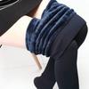 Women's Fleece Leggings Solid Color Regular Size Jean Look Jeggings Tights for Autumn and Winter