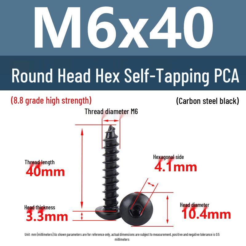 Yigu Černé šrouby s vnitřním šestihranem s vysokou pevností, třída 8.8, M2-M6, kulatá/talířová hlava