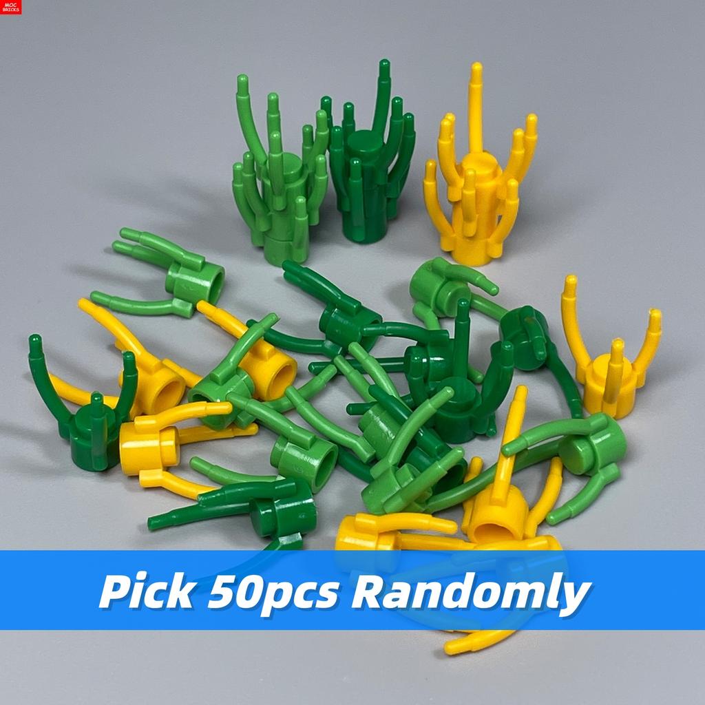 Non-Toxic 50Pcs/Lot Moc Bricks Grass Flower Stem Plants Fit With 3741 Action Figure Model Educational Building Blocks Toys Kids Gifts