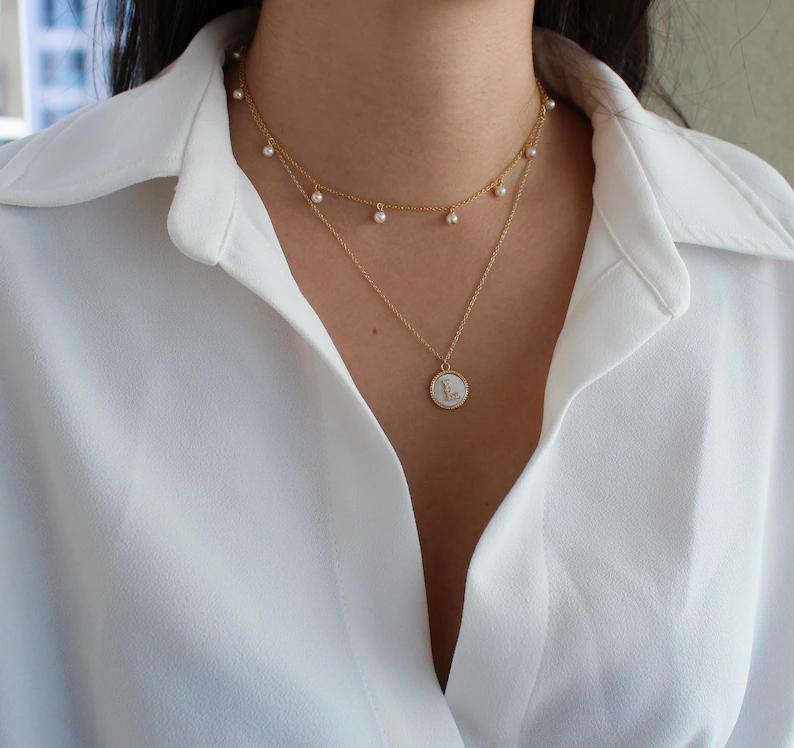 Fresh Pearl Beaded Charm Choker Necklace for Women Summer Gift Jewelry