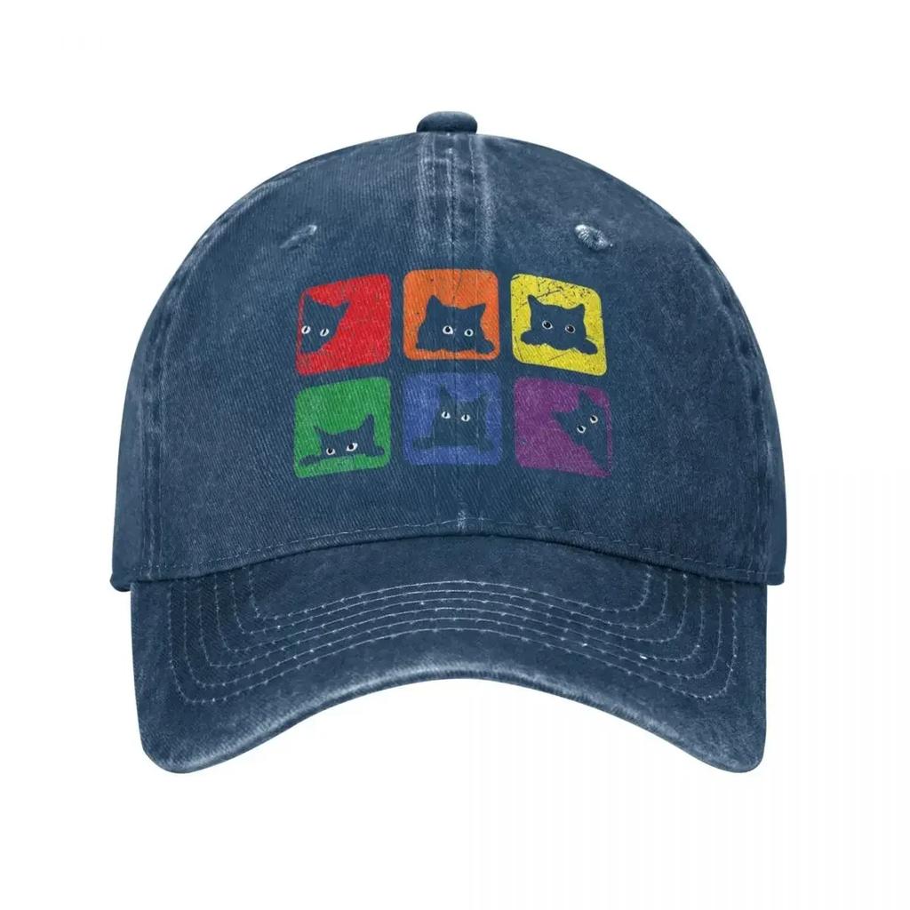 Klassische Lustige Katzen Stolz Katzenliebhaber Lgbt Katzenliebhaber Baseballkappen Unisex Stil Used Denim Kopfbedeckung Outdoor Golfmützen Kappe