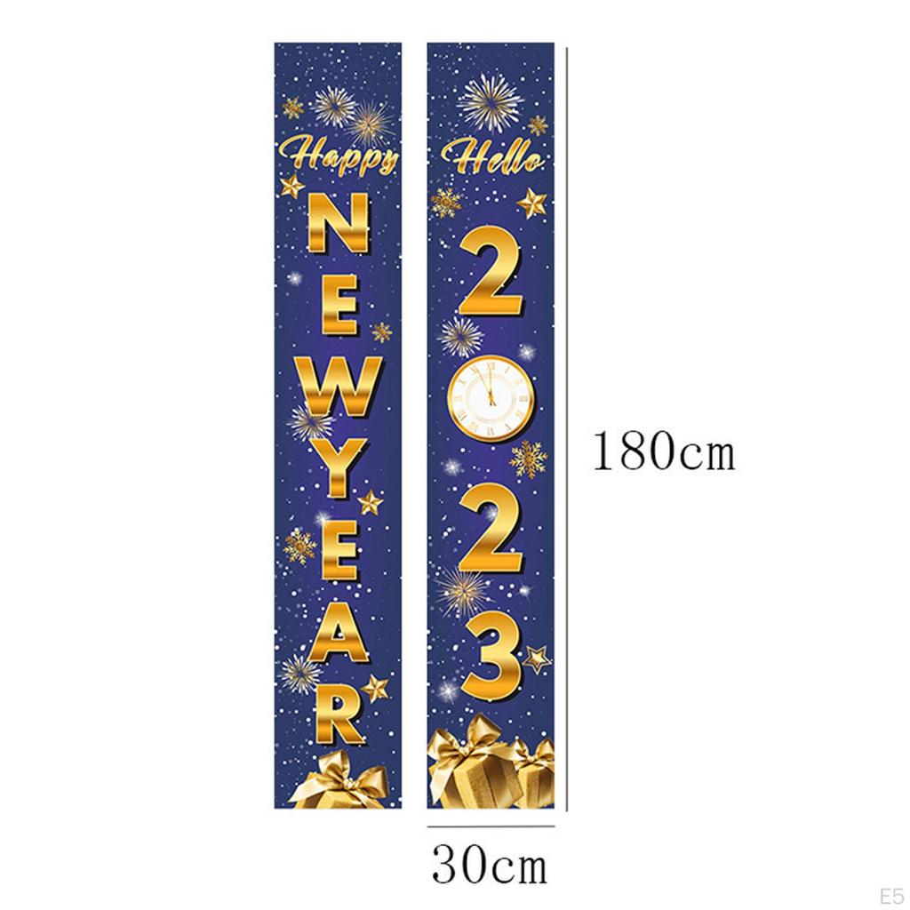 1 Pair Happy Year Porch Sign Hanging Banners Decorations Photo Props Ornament Party for