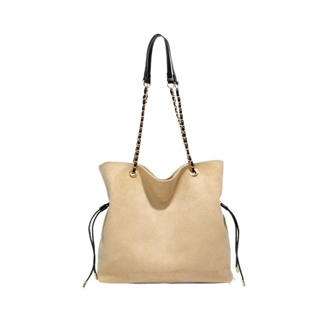 2025 Women's Retro Suede Canvas Large Capacity Tote Chain Shoulder Bag