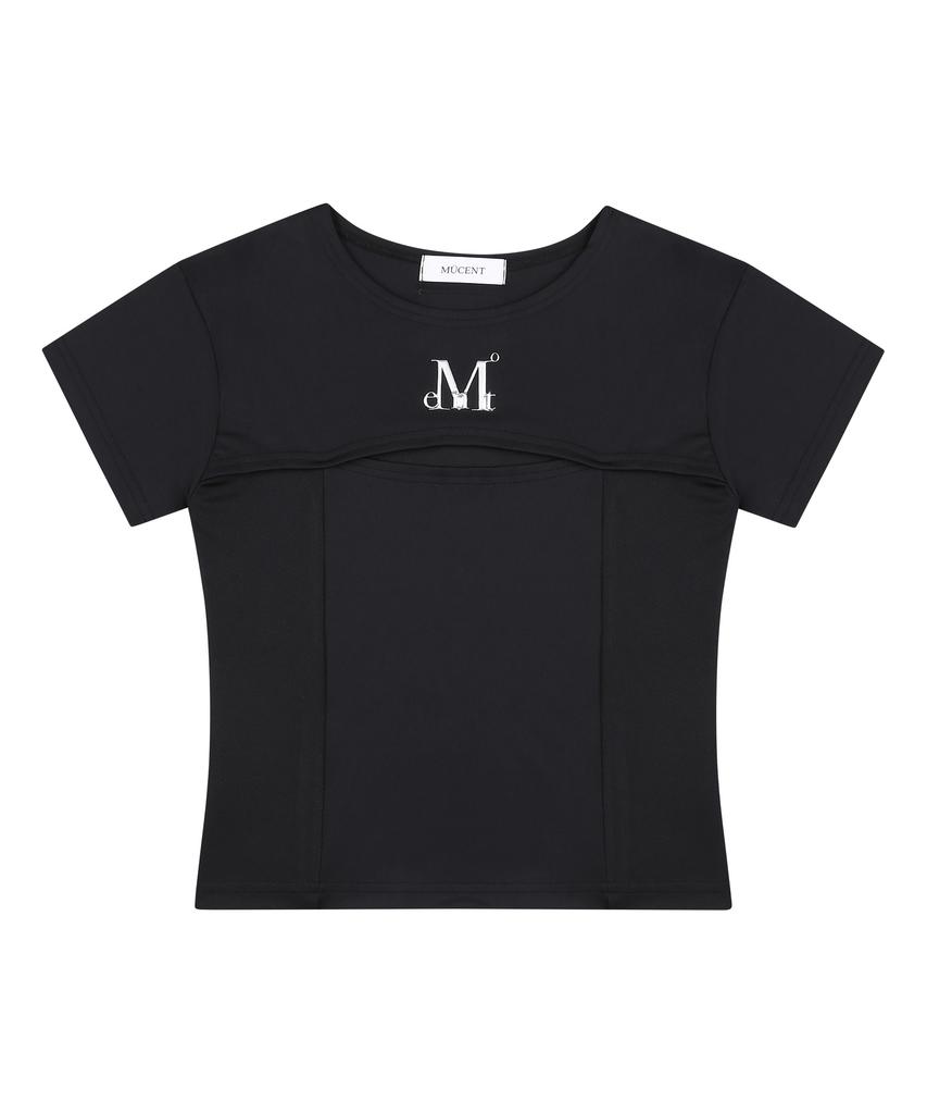 MUCENT Bruno Setup Metal Logo Cutout Layered Short Sleeve Tee