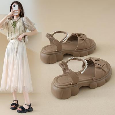 2025 Summer New Women's Sandals, Fairy Style Temperament Cute Sandals Internet Celebrity Live Broadcast Comfortable Buckle Sandals
